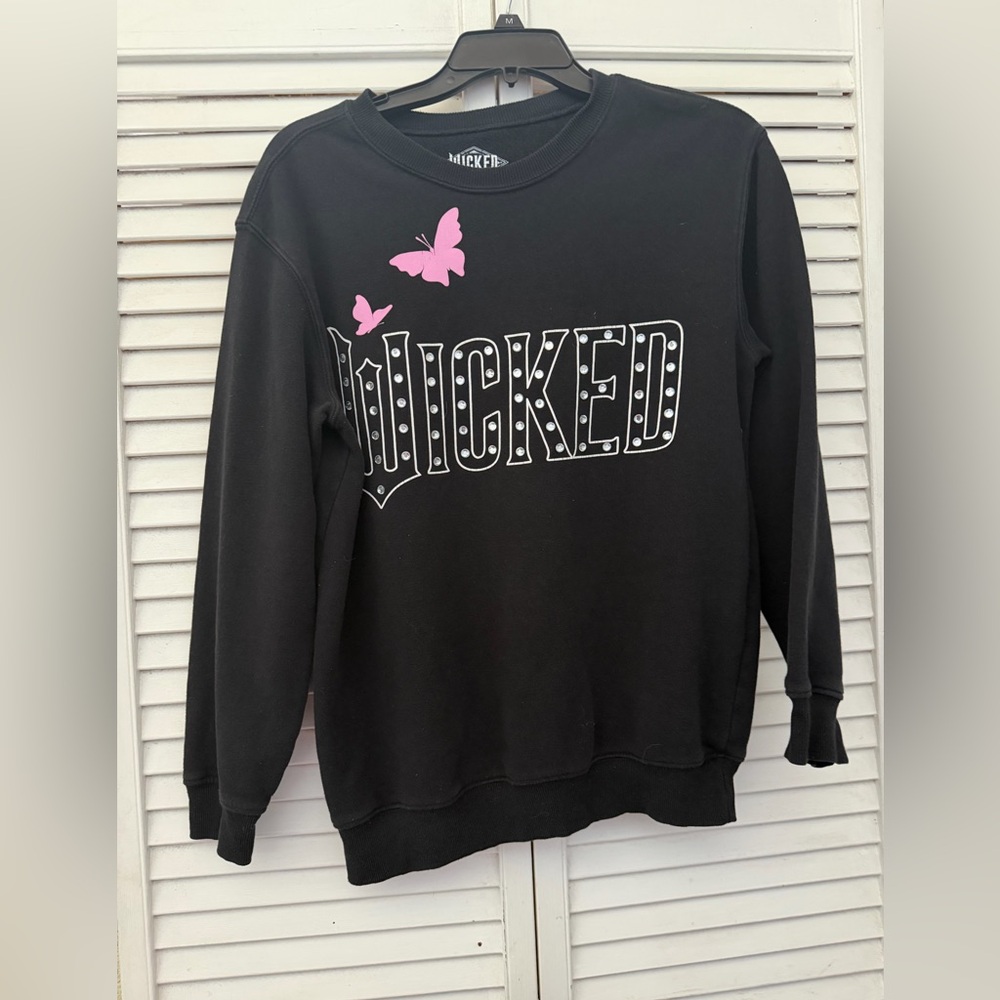 Wicked Embellished Defy Gravity Hybrid Apparel Black Sweater with Pink